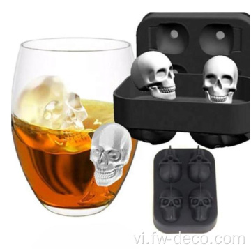 4 lỗ vuông silicone skull Ice Mold